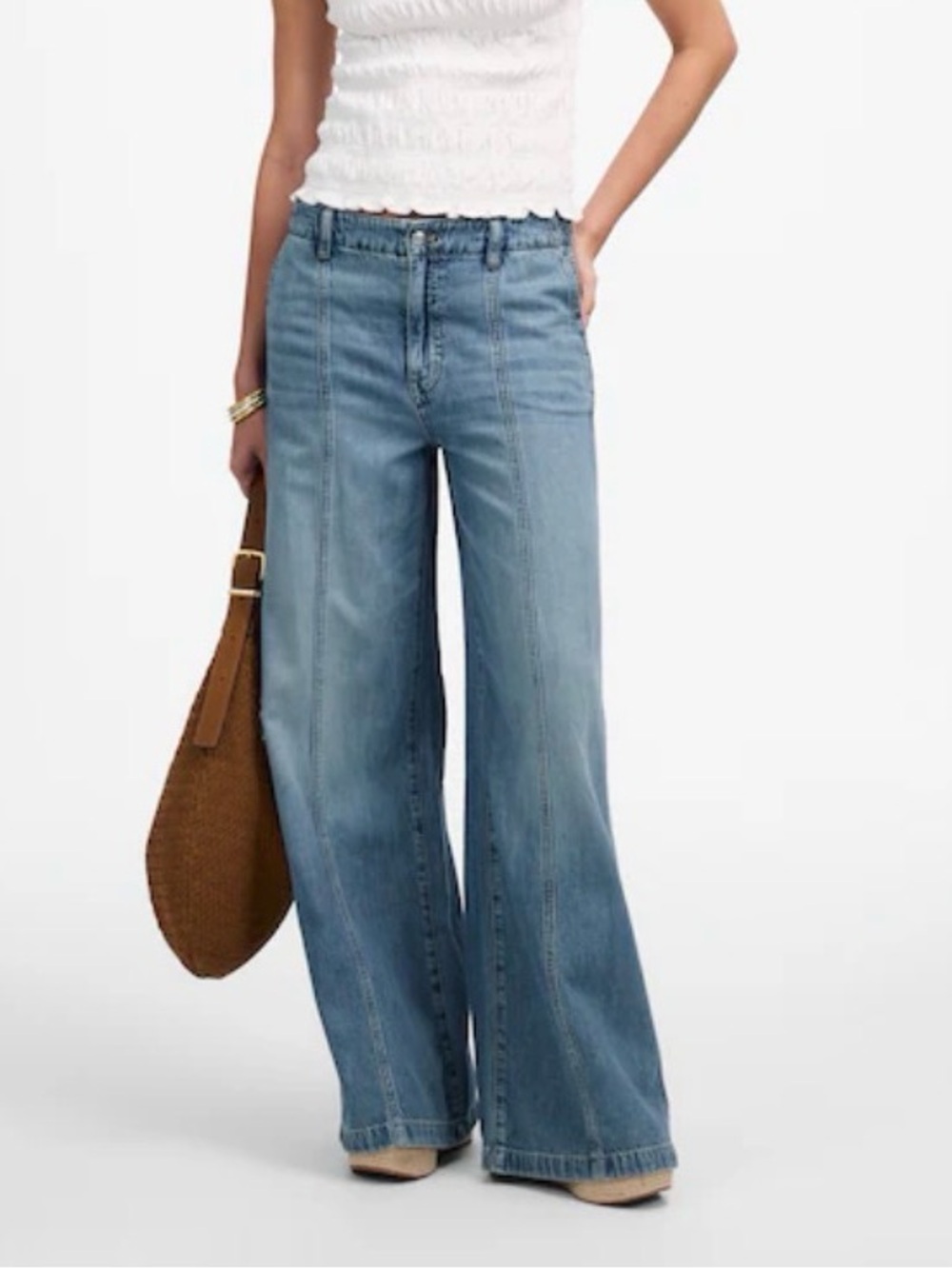 Madewell Wide Sweep Denim Trousers Light Blue Wide Leg Jeans size 29